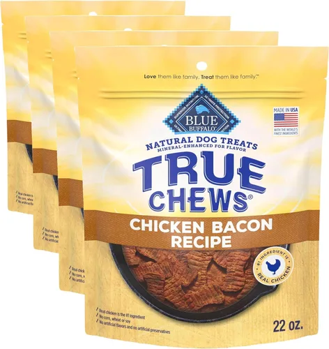 Vista 12 de Blue Buffalo True Chews - Golosinas para perros, hechas en EE. UU. con ingredientes naturales, receta de tocino de pollo, bolsa de 12 onzas Pollo