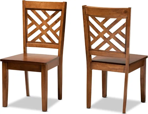 Vista 10 de Baxton Studio Caron - Juego de sillas de comedor (2 piezas, tela gris tapizada con madera con acabado marrón nogal)