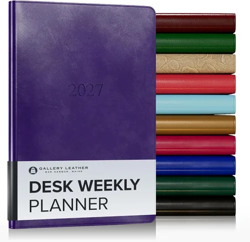 Vista 207 de Gallery Leather Planificador Semanal y Mensual Grande 2025-2026, Calendario Planificador y Cuaderno Elegantemente Encuadernado con Elegantes Bordes