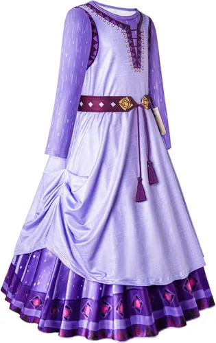 Vista 5 de Vestido para niñas de 3 a 12 años, manga corta con volantes, cuello redondo