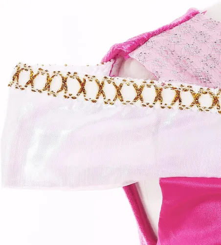 Vista 5 de Mooedcoe Vestidos de princesa rosa para niñas, disfraz con accesorios, fiesta de cosplay para niños de 2 a 8 años