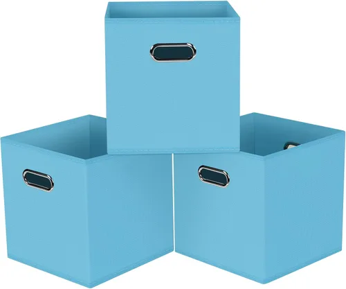 Vista 27 de Cubos de almacenamiento plegables negros, caja de almacenamiento de tela, cestas organizadoras con asas dobles para organizador del hogar (negro)
