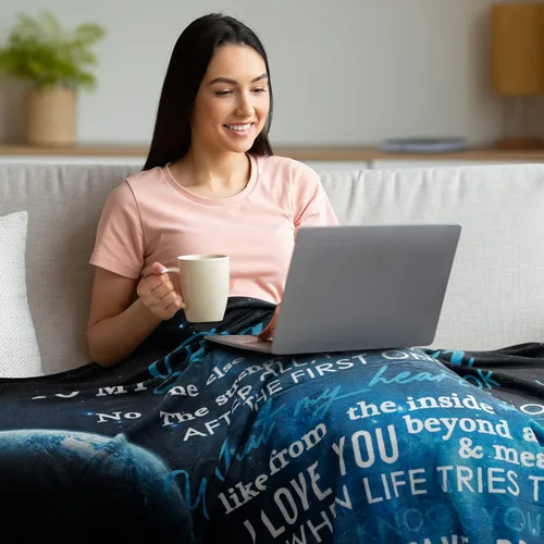 Vista 3 de Regalo para mi hija manta de mamá como regalo de cumpleaños "Te quiero" para ella, franela ultrasuave forro polar ligera para cama