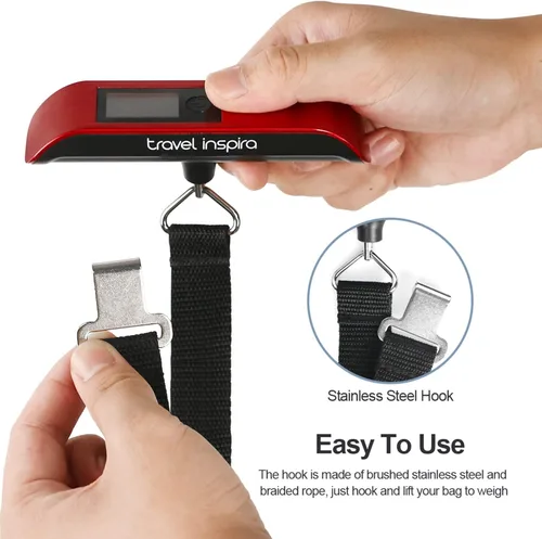 Vista 9 de travel inspira Báscula de equipaje, báscula digital de equipaje, báscula de equipaje, 110 libras110.2lbs, batería incluida, Báscula digital