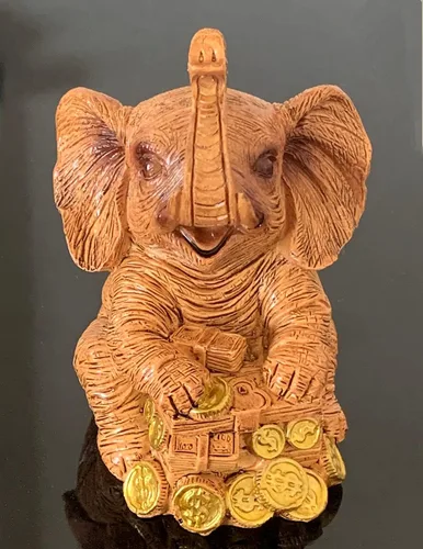 Vista 2 de Betterdecor Figura de estatua de elefante de la suerte de Feng Shui, decoración para el hogar y la oficina para la riqueza (STACKM)