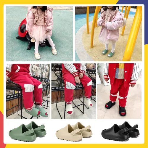 Vista 6 de AIMINUO Sandalias de verano para niños pequeños, sandalias antideslizantes para la ducha, playa, piscina, sandalias blancas para niños y niñas