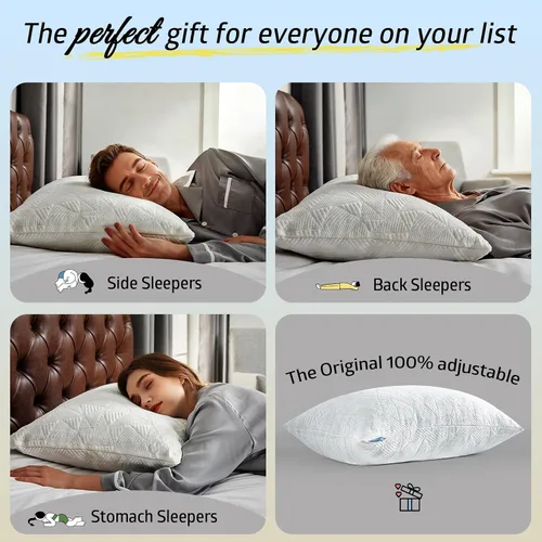 Vista 6 de BETU Almohada Refrescante Tamaño Queen, Almohada Fresca de Espuma Viscoelástica Triturada para Personas que Duermen con Calor, Almohadas de Cama