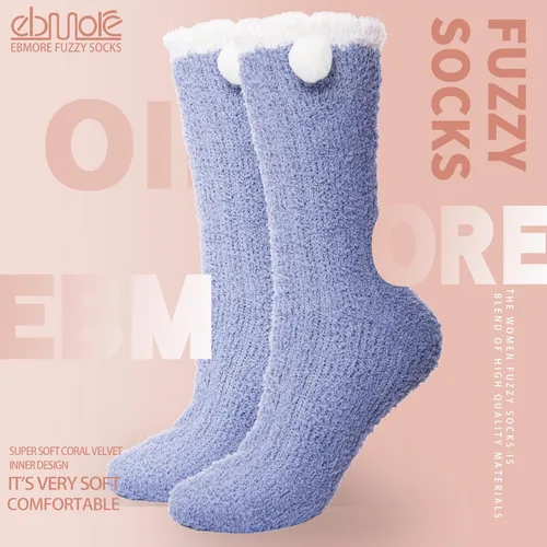 Vista 6 de EBMORE Womens Fuzzy Socks Slipper Fluffy Cozy Comfy Cabin Plush Warm Winter Sleep Home Soft Socks