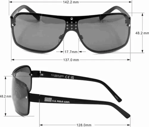 Vista 5 de U.S. Polo Assn. Men's Pa1086 Metal Shield Uv400 Protective Rectangular Sunglasses. Classic Gifts for Him, 137 Mm