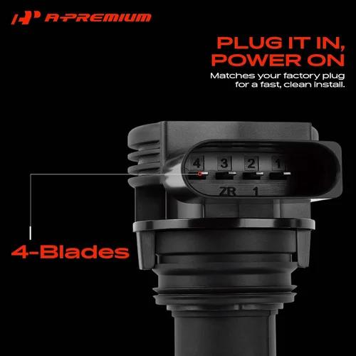 Vista 3 de A-Premium Paquete de bobinas de encendido del motor compatible con Volkswagen y Audi