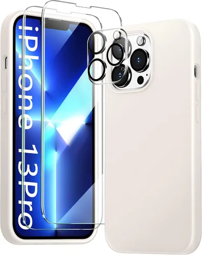 Vista 23 de Funda 5 en 1 para iPhone 12 Pro con protector de pantalla y protector de lente de cámara, funda de silicona líquida para iPhone 12 Pro (verde alpino)