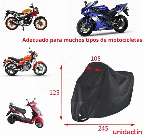 Vista 3 de Funda para motocicleta impermeable, a prueba de viento, al aire libre, a prueba de polvo, protección para todo tipo de clima, agujeros de bloqueo