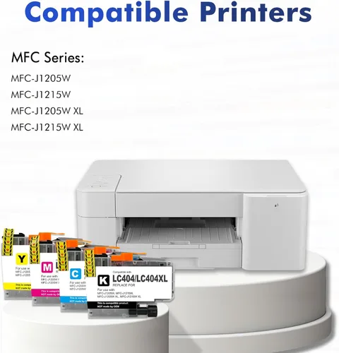 Vista 2 de LC404 MFC-J1205W LC404XL - Cartuchos de tinta para impresora Brother 404XL LC 404 XL para MFC-J1205W MFC-J1215W MFC J1205W J1215W - Paquete de 4