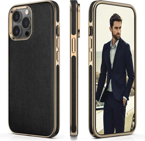 Vista 31 de LOHASIC Funda para iPhone 12 y iPhone 12 Pro - Fundas para teléfono i Phone 12 con borde cromado delgado, fundas de cuero de diseño suave, funda