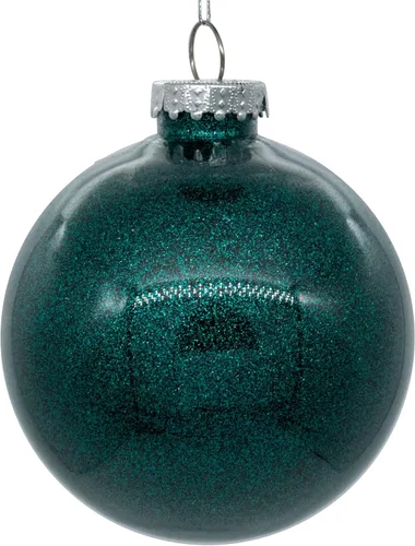 Vista 31 de Vickerman Adorno navideño de bola transparente de 3 pulgadas con interior de purpurina dorada antigua. Oro envejecido