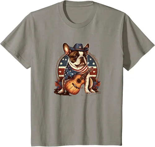 Vista 20 de Camiseta divertida de Bulldog francés con música country y roeo, Negro