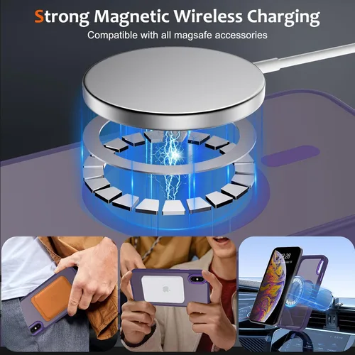 Vista 141 de Anuck - Funda magnética para iPhone 11 compatible con MagSafe, carcasa trasera mate translúcida dura, borde de TPU, delgada, resistente a impactos