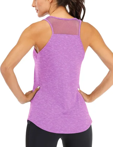 Vista 6 de Fihapyli ICTIVE - Camiseta sin mangas de entrenamiento para mujer, de malla transpirable, espalda cruzada, sin espalda, para correr Albaricoque