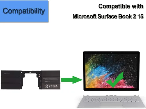 Vista 5 de Batería de teclado G3HTA041H G3HTA040H compatible con Microsoft Surface Book 2 15 pulgadas Performance Base
