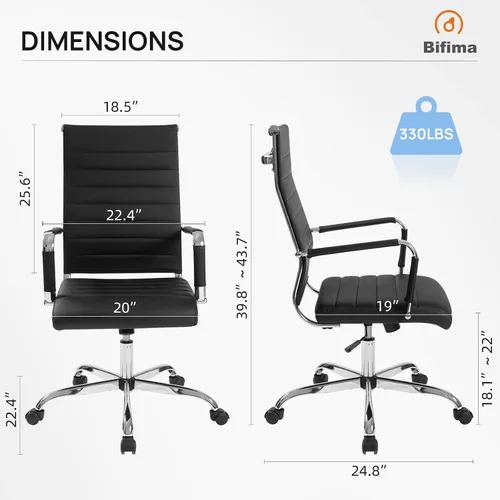 Vista 3 de Silla de escritorio de oficina, sillas de trabajo rodantes de cuero negro