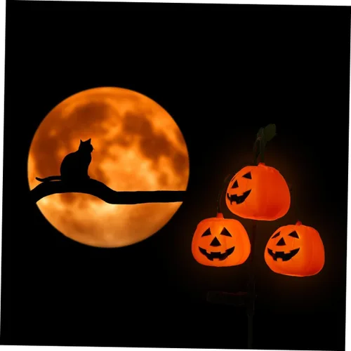 Vista 9 de NOLITOY Farol solar de calabaza para exteriores, luces LED para decoración de exteriores, luces solares de calabaza al aire libre, luz de calabaza