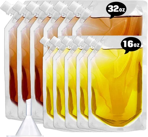 Vista 10 de Frascos de Plástico-Corredores de Ron Bolsas de Licor de Plástico para Colar Alcohol, A Prueba de Fugas, Sin BPA, Kit de Frasco de Viaje de Jugo