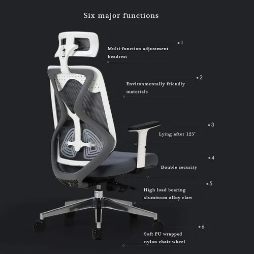 Vista 3 de Silla de oficina de malla transpirable para computadora con soporte lumbar ergonómico ajustable, silla de escritorio giratoria con reposabrazos
