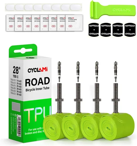 Vista 10 de 1/4-Pack TPU Inner Tubes 700x18-32c 700c Inner Tubes with Removable Core Ultralight 38g 45/60/80mm Metal Presta Valve
