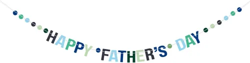 Vista 19 de Pancarta dorada con texto en inglés «Happy Father's Day» para el Día del Padre, decoración de fiesta del padre, guirnalda de fondo para el día
