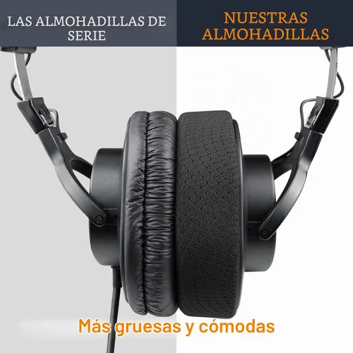Vista 5 de SOULWIT Almohadillas de malla para Sony MDR-7506/MDR-V6/MDR-V7/MDR-CD900ST - Negro