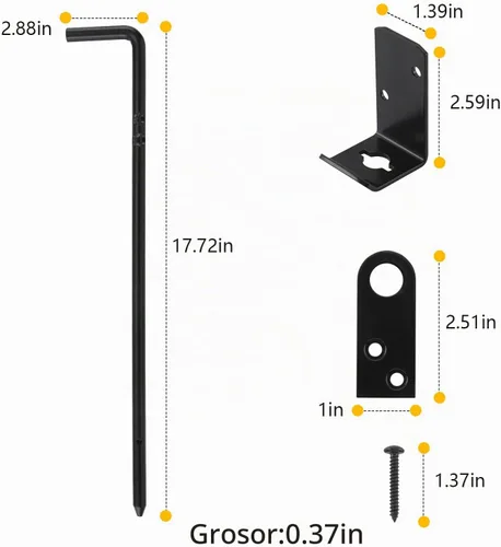 Vista 2 de HOME MASTER HARDWARE Perno de caña de 18 pulgadas, Varilla de caída de puerta resistente, Pernos de caña para puertas, Hardware de puerta de cerca