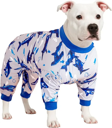 Vista 12 de Lovinpet Ropa para perros Pitbull – Lucky Stars - Ropa acogedora para perro, ajuste delgado, mameluco de Pitbull, pijama ligero sin botones, pijamas