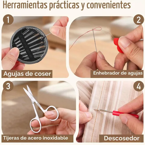Vista 6 de Kit de costura Marcoon para adultos, kit portátil de reparación de agujas e