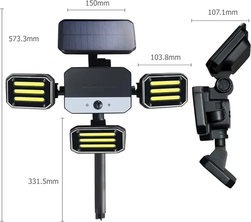 Vista 7 de Bionic Floodlight Deluxe Luz Solar para Exteriores Impermeable Luz de Patio Sensor de Movimiento Luces para Exteriores con Control Remoto Ajustables