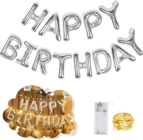 Vista 46 de CANREVEL Cartel de feliz cumpleaños, 13 letras de papel de aluminio de Mylar de 16 pulgadas, decoraciones de fiesta de cumpleaños para niños
