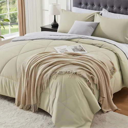 Vista 17 de BEDELITE Juego de ropa de cama con edredón tamaño individual de 5 piezas, reversible, en una bolsa - Juego de cama de lujo suave de microfibra