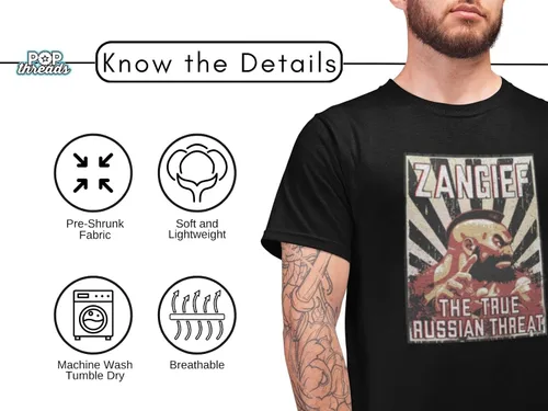 Vista 5 de Street Fighter Zangief The True Russian Threat Graphic Camiseta para hombre