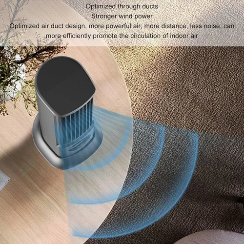 Vista 9 de Ventilador de torre de escritorio, ventilador silencioso sin aspas de 10 pulgadas con 3 niveles de velocidad, aire gran angular 3D, base ajustable