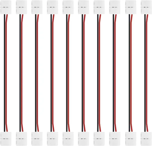 Vista 6 de LightingWill Paquete de 10 unidades de conector de tira LED de 2 pines a presión en forma de L para esquina en ángulo recto o conexión de giro de 10