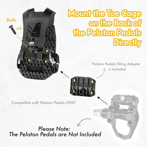 Vista 3 de CyclingDeal Solo jaula de clips para dedos de bicicleta – Compatible con adaptadores de pedales Peloton Bike & Bike+ – Convierte pedales Look Delta