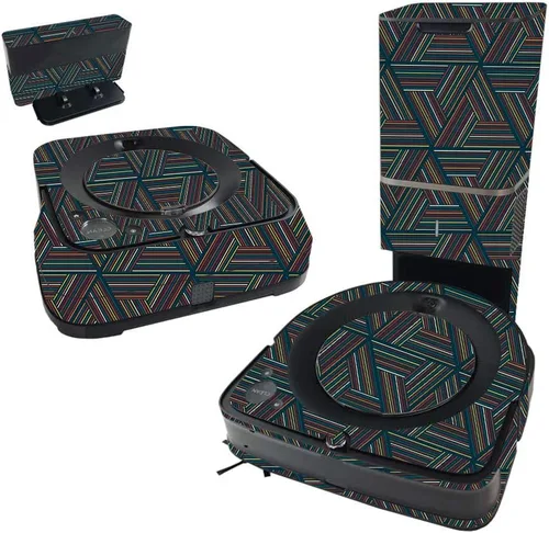Vista 8 de MIGHTY SKINS Skin compatible con iRobot Roomba s9+ Vacuum & Braava Jet m6 Bundle – Baby Blue Jacquard y cubierta de vinilo única Fácil