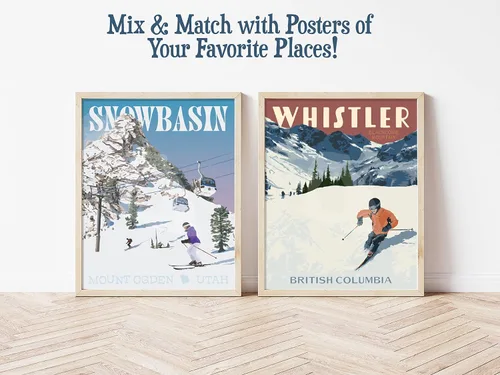 Vista 7 de Whistler Blackcomb British Columbia Ski Poster Print (Canvas, 8x10 Inches)
