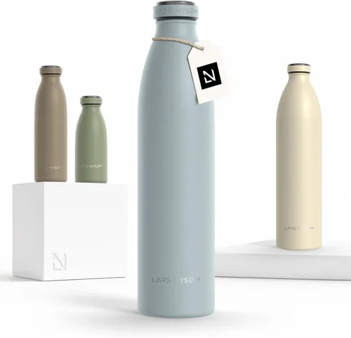 Vista 63 de LARS NYSØM Botella de agua aislada de acero inoxidable de 12 onzas, 17 onzas, 25 onzas, 34 onzas, 51 onzas, frasco térmico aislado para bebidas