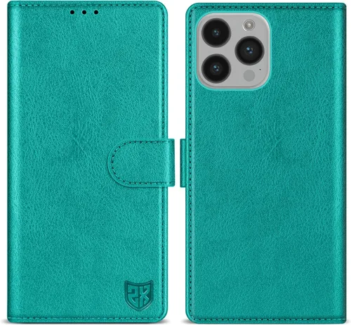 Vista 33 de ZZXX Funda tipo cartera para iPhone 14 Plus con bloqueo RFID, ranura para tarjetas, función atril, cierre magnético, funda protectora de cuero Negro