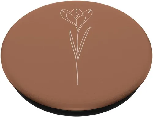 Vista 2 de Tulip Flower Line Art - PopSockets intercambiables con diseño minimalista floral y marrón pastel