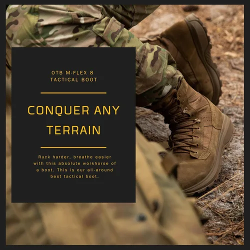 Vista 5 de OTB Boots M-Flex 8 Botas tácticas para hombres y mujeres, ligeras, duraderas, impermeables, botas militares y de combate con suela antideslizante