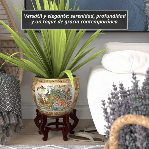 Vista 3 de ORIENTAL Furniture - Maceta de porcelana, multicolor