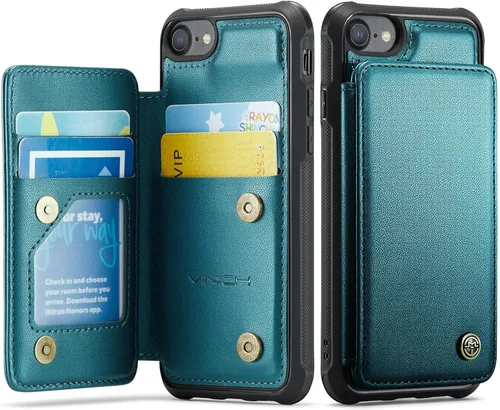 Vista 119 de Vinich for iPhone XR Wallet Case with Card Holder, Black RFID Blocking Credit Slots, Kickstand, Shockproof Flip Phone Cover, PU Leather, Double