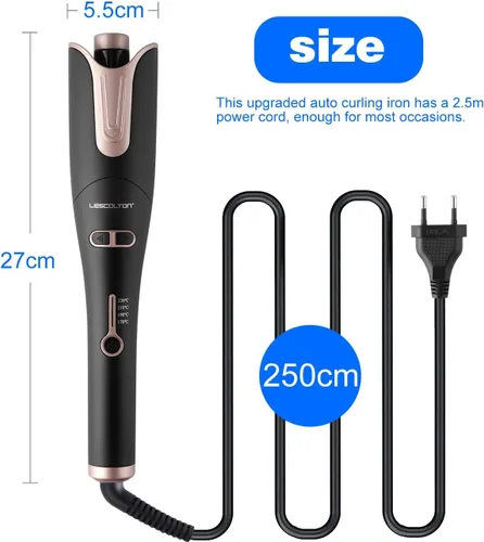 Vista 2 de Rizador automático de cabello, rizador giratorio con rizos de barril de 1 pulgada, varita rizadora de pelo con 4 temperaturas y doble voltaje