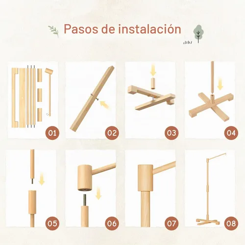 Vista 6 de FEISIKE Brazo móvil para cuna de bebé, brazo móvil de 57.4 pulgadas para cuna de madera para decoración de guardería, soporte para bricolaje